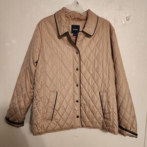 Basic Editions Quilted Button Down Jacket Sz XL (Discloration & Peeling Collar)